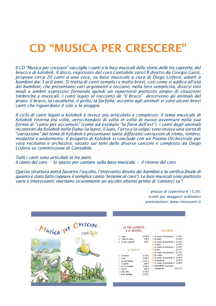 musica per crescere, il CD musicale
