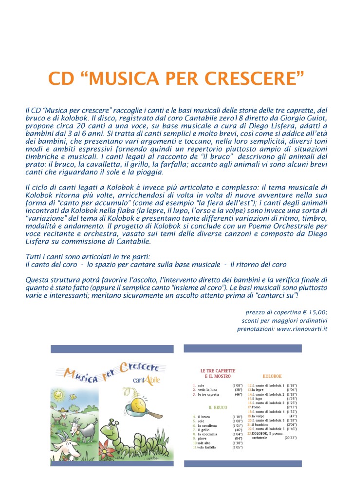 musica per crescere, il CD musicale