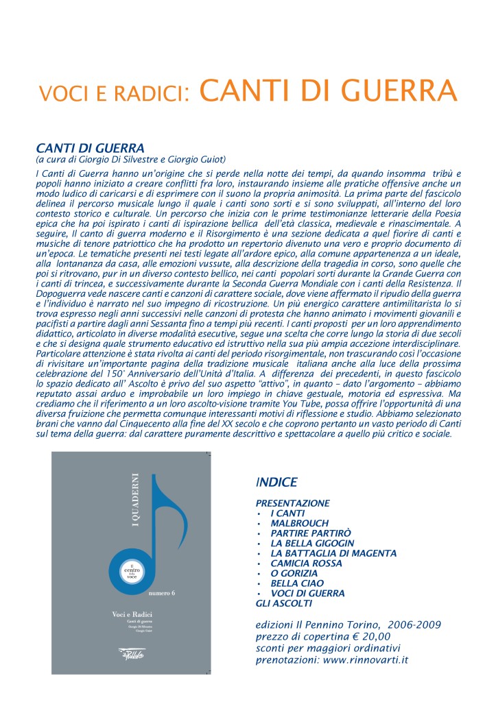 voci e radici, canti di guerra